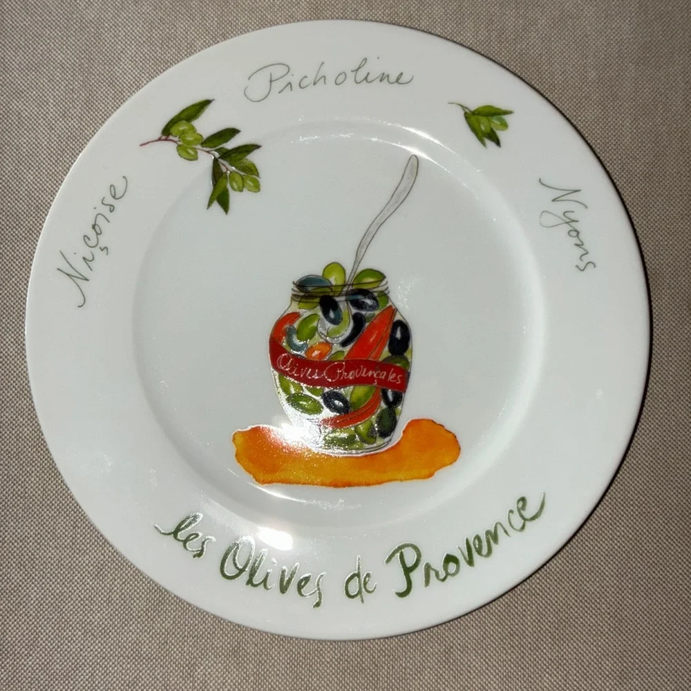 Crate & Barrel LES OLIVES DE PROVENCE Appetizer Plate Set 6 pc Revol France